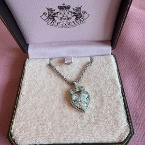 Juicy Couture Silver Heart Necklace with Crystal Accents. Gorgeous!